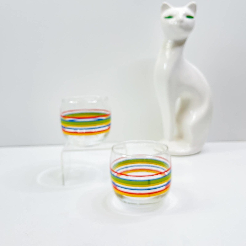 Vintage Roly Poly Fiesta Mambo Style Glass Set, Vintage Barware
